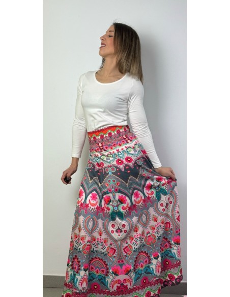 Falda larga estampada