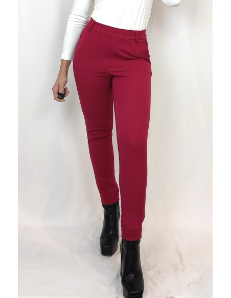 Pantalón Elástico con Goma Color Granate | karaesmoda.es