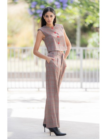 Conjunto de Chaleco y Pantalón a Cuadros | karaesmoda.es
