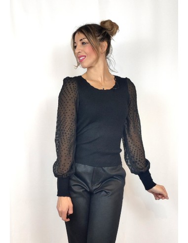 Top Canalé con Manga Transparente y Topos | karaesmoda.es