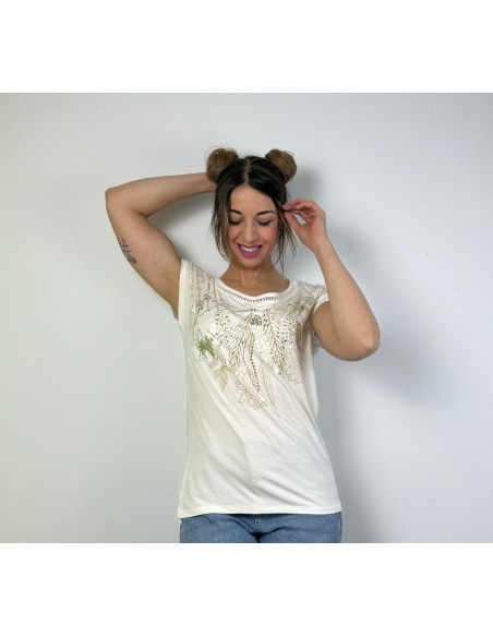 Camiseta apliques florales